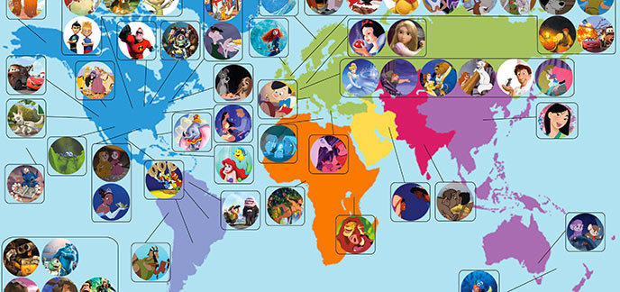 Tous les films Disney sur une carte du monde