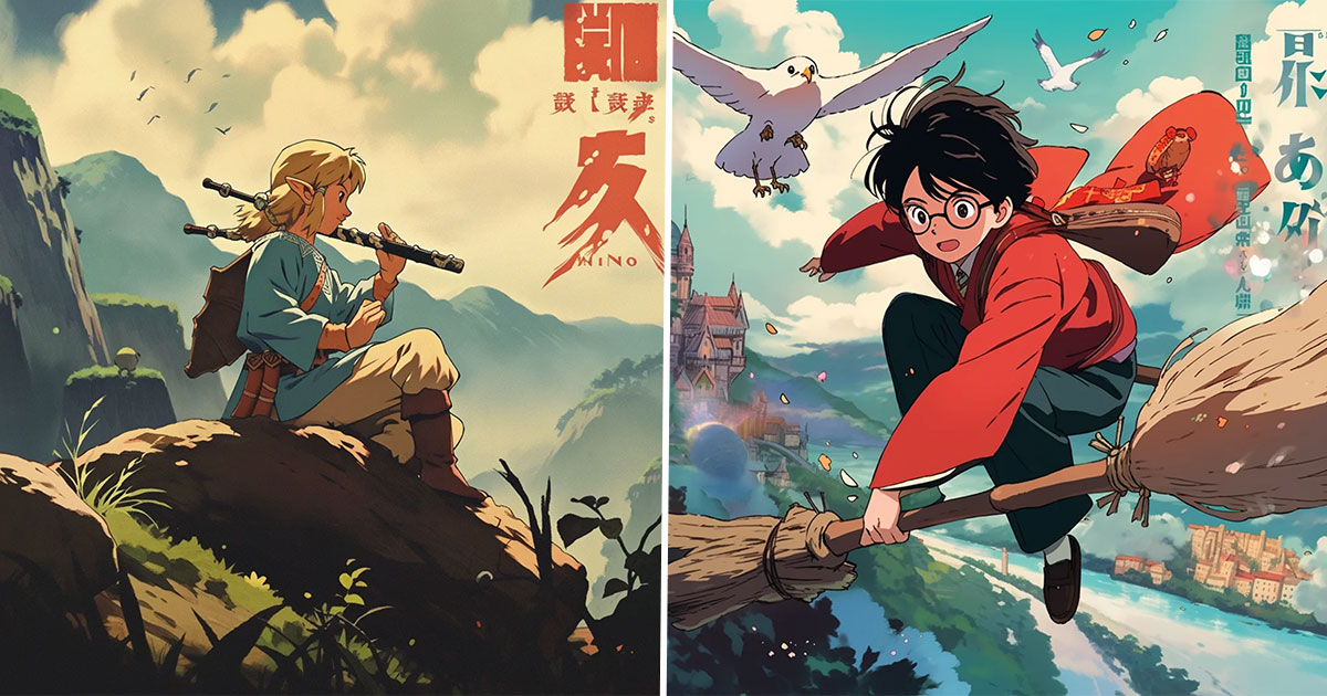 20 affiches de films et jeux vidéo s'ils avaient été créés par le studio  Ghibli