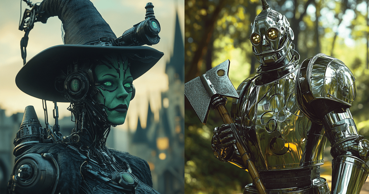 8 personnages du Magicien d'Oz en version cyberpunk