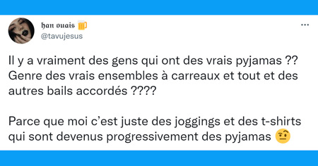 Top 20 des tweets les plus drôles sur les pyjamas, c'est moche mais confortable