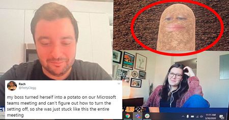 En pleine réunion de télétravail, la boss reste bloquée avec le filtre patate !