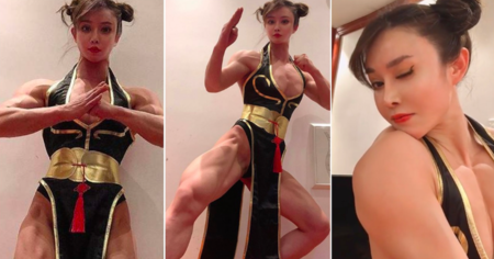 Cette bodybuildeuse chinoise réalise un cosplay de Chun Li impressionnant !