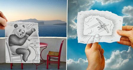 40 dessins incrustés dans des photographies pour un résultat incroyable