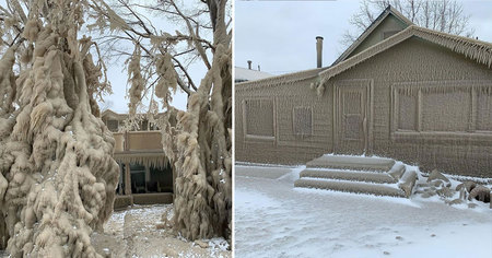 Les impressionnantes images des maisons du Lac Érié transformées en palais de glace