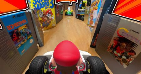 Il réalise une course de Mario Kart Live dans son salon avec 200 cartouches NES