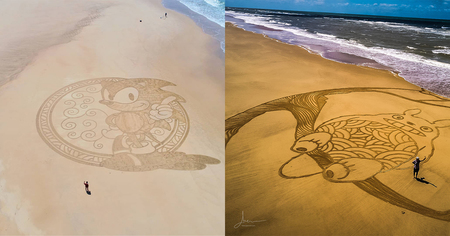 Ghibli, Disney, Sonic : 15 gigantesques dessins sur le sable