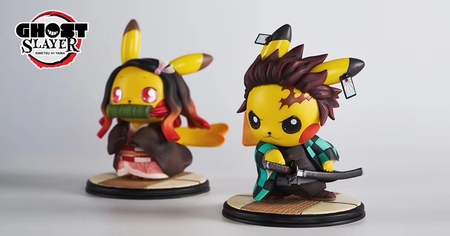 Demon Slayer x Pokémon : Tanjirō et Nezuko version Pikachu, une figurine à 60 € tout de même