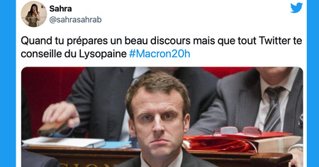 #Macron20h : les internautes se moquent de l'allocution d'Emmanuel Macron (25 tweets)