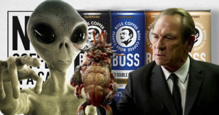 Le comédien Tommy Lee Jones joue un extraterrestre dans ces pubs japonaises pour le café