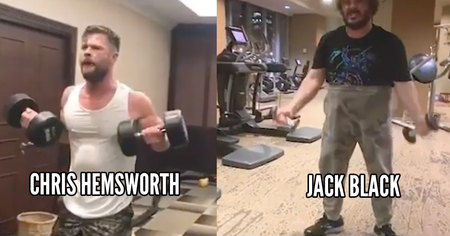 Quand Jack Black parodie une scène de sport de Chris Hemsworth, le résultat est génial