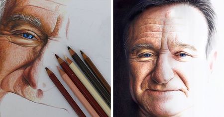 Cet artiste dessine des portraits de personnalités hyper réalistes avec ses crayons de couleur !