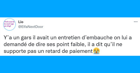 Top 20 des tweets les plus drôles sur les entretiens d'embauche, citez-moi trois qualités et trois défauts