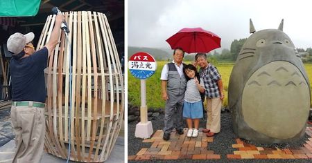 Ce couple de septuagénaires japonais a créé à la main un fabuleux arrêt de bus Totoro !