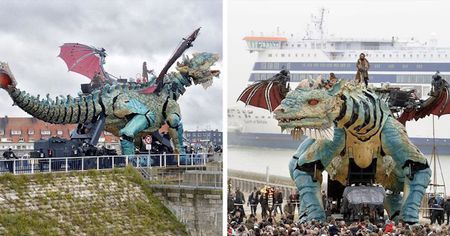 Découvrez l'impressionnant Dragon de Calais, un dragon mécanique de 25 mètres de long crachant du feu !