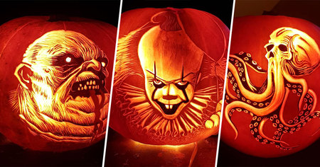 Halloween : 29 personnages horrifiques sculptés dans des citrouilles