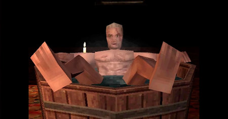 The Witcher 3 : la scène du bain avec Geralt de Riv recréée avec des graphismes de PS1 (vidéo)