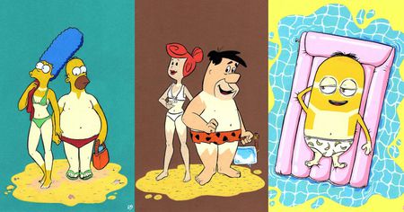 Quand les personnages de dessins animés débarquent sur la plage