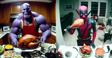 Marvel : 9 images des Avengers et de Thanos à Thanksgiving