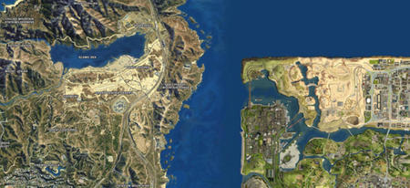 La carte de GTA V comparée à celle de San Andreas