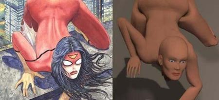 La position de Spider-Woman est physiquement impossible