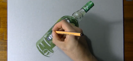 Une bouteille de vodka plus vraie que nature dessinée par Marcello Barenghi 