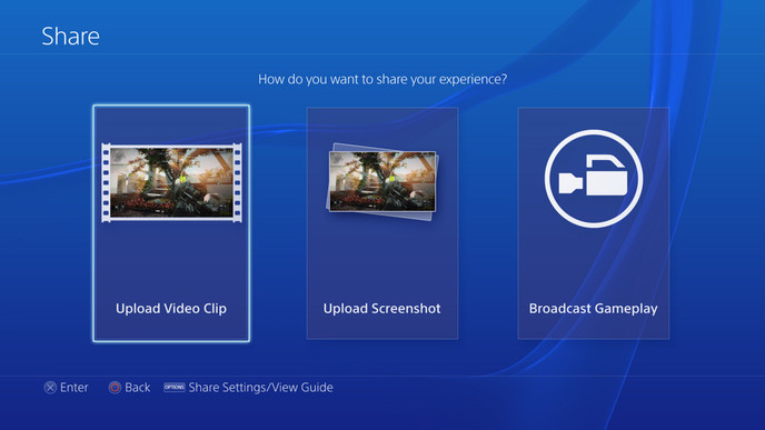 PS4 menu Share