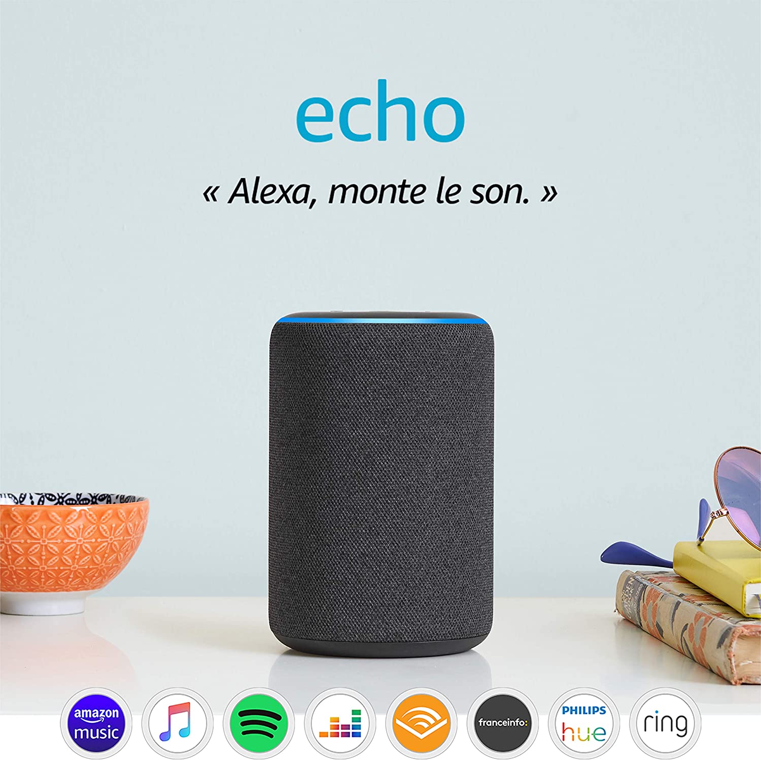 30% de réduction sur l'enceinte connectée  Echo avec Alexa, une  alternative à la Google Home