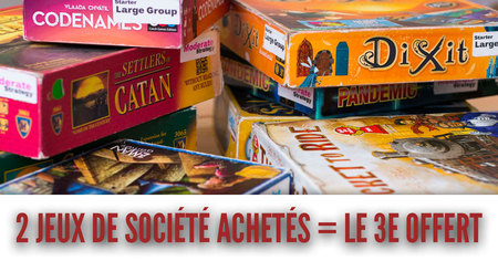 2 achetés = le 3e offert : offre rarissime sur une belle sélection de jeux de société