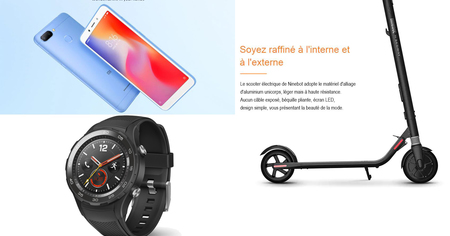 Promotions sur le smartphone Xiaomi Redmi 6, la montre Huawei Watch 2 et la trottinette Ninebot Segway ES1