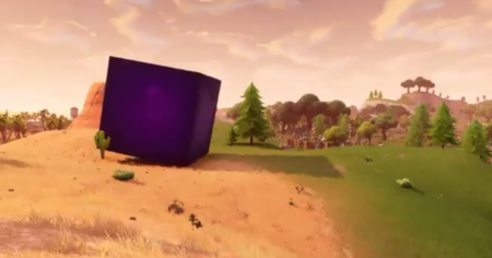 Fortnite : la saison 6 teasée par un cube violet géant qui se balade doucement à travers la map