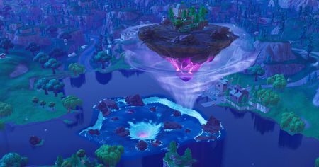 Fortnite : l'île flottante se balade à travers la map et forme des cratères volcaniques sur son passage