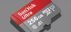 Plus  de 50% de réduction sur cette carte mémoire microSD SanDisk Ultra de 256 Go