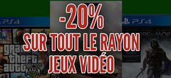 Jeux et consoles en promo, 20% sur tout le rayon !