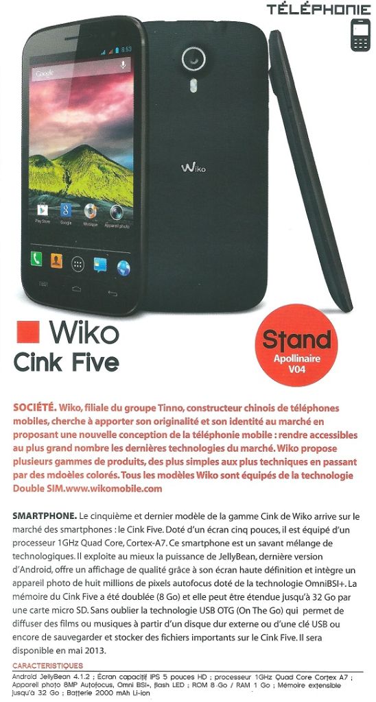 Wiko Cink Five, un smartphone de 5 pouces 720p annoncé au MedPi