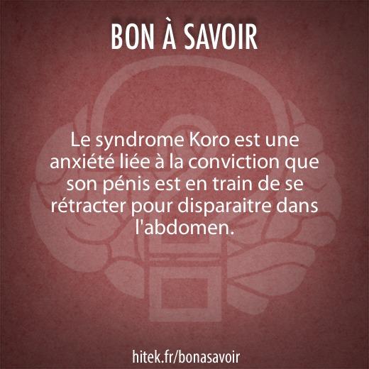 Le syndrome Koro : la peur de voir disparaitre son pénis. 