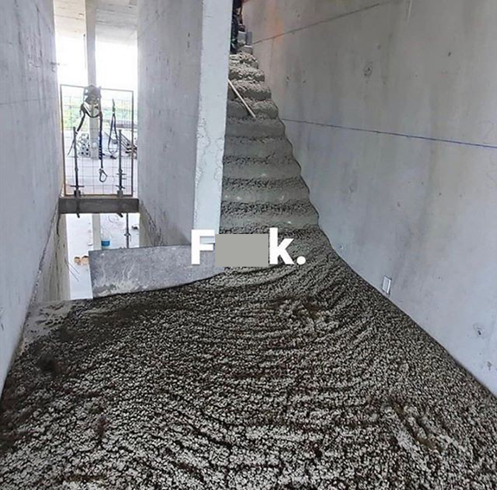 béton dans un escalier