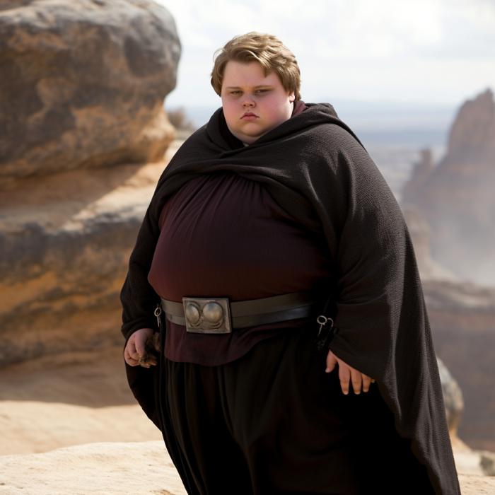 Anakin Skywalker recréé en version obèse par une IA.