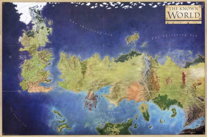 carte du monde connu dans game of thrones 