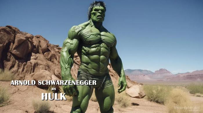 Arnold en Hulk de face