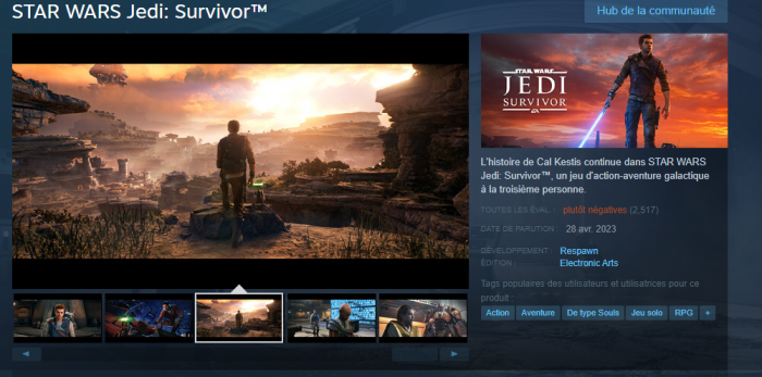 Jedi Survivor sur Steam