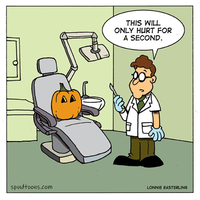un dentiste avec une citrouille