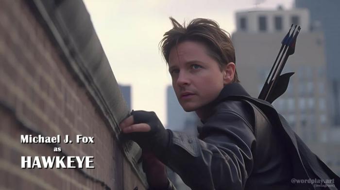 Michael J FOX en Hawkeye sur un mur