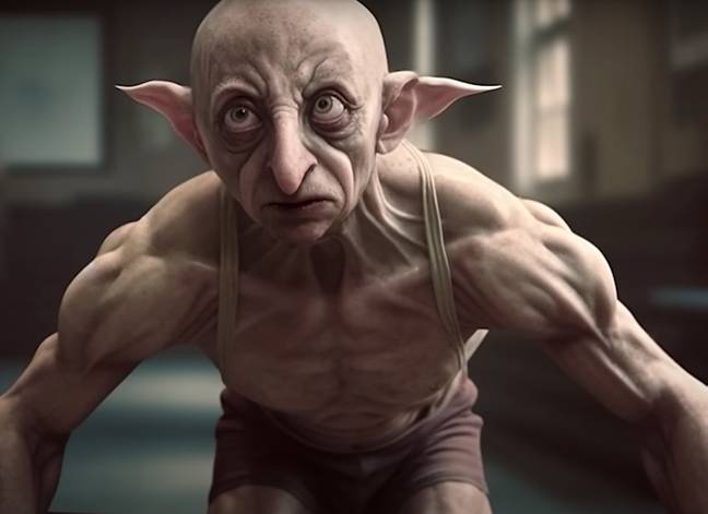 Dobby en plein contraction