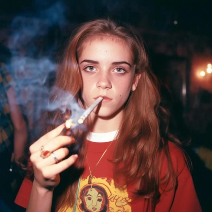 Hermione en train de fumer
