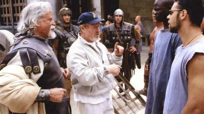 Ridley Scott durant le tournage de Gladiator