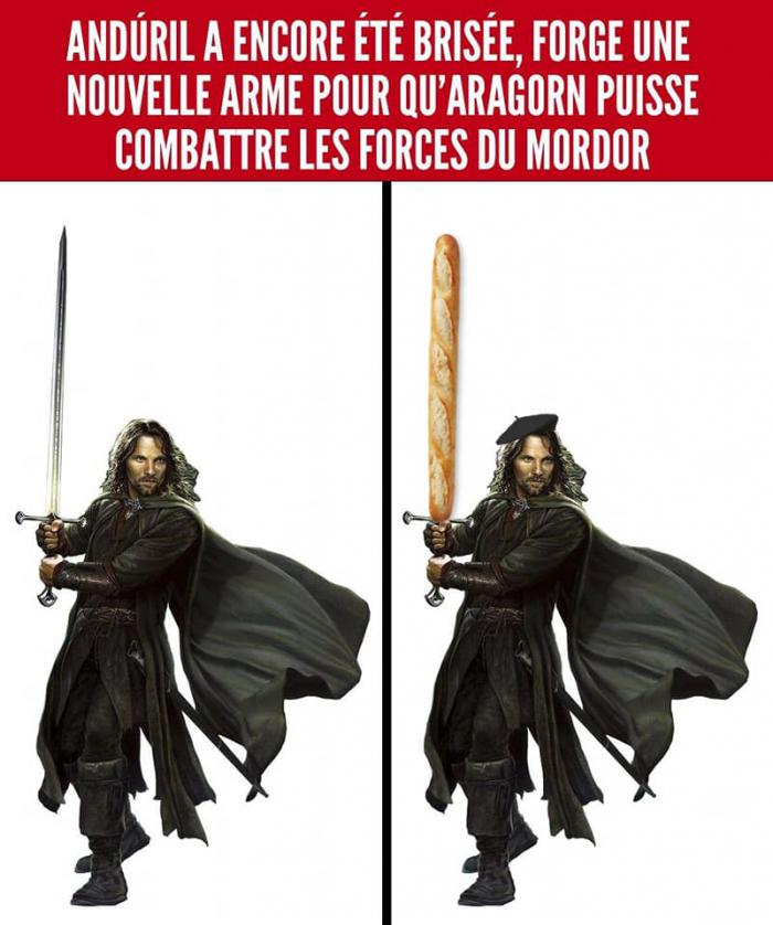 Aragorn avec un une baguette