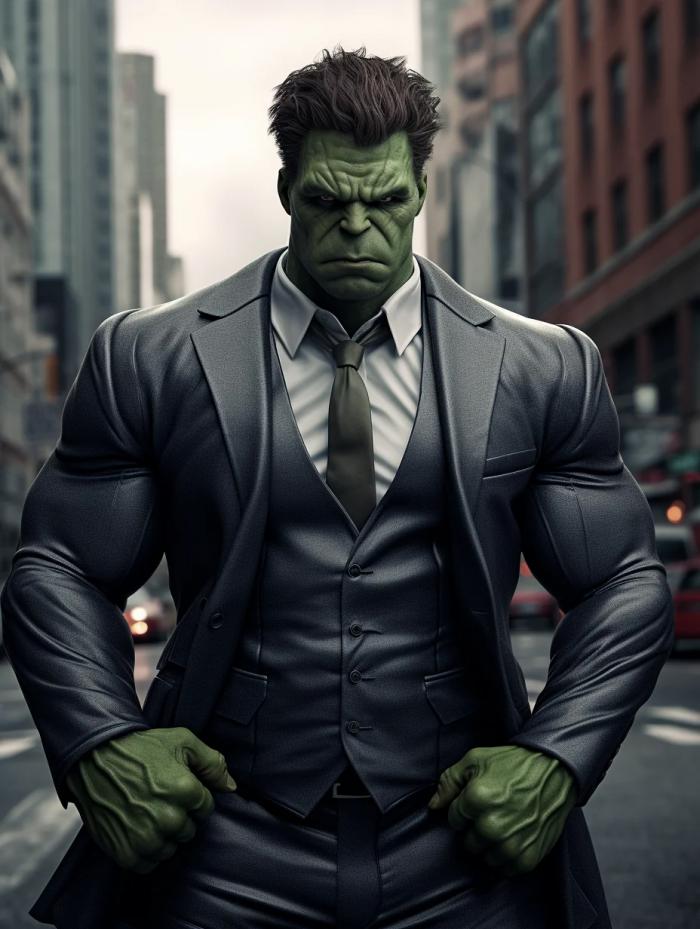 Hulk dans un costume noir