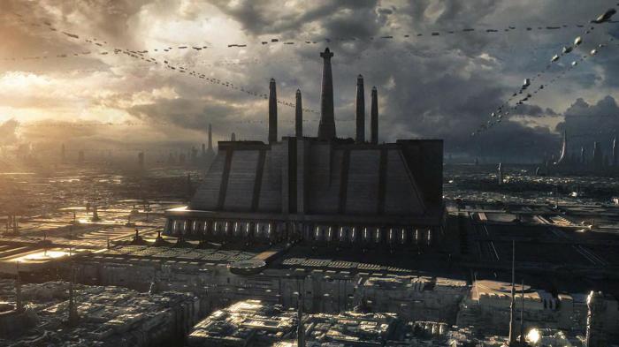 Le temple Jedi à Coruscant dans Star Wars.