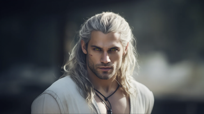 Geralt de Riv imaginé par une IA selon sa description dans les livres 