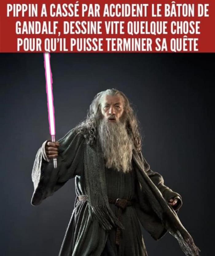 Gandalf avec un sabre laser